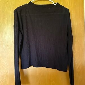 Black Mock Neck Knit Sweater Top
